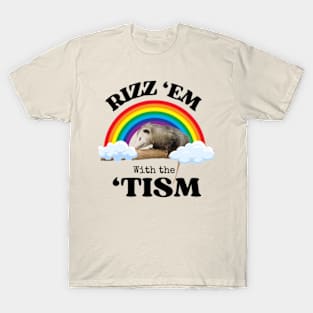 Autism Rizz Em With The Tism Funny Autistic Opossum Meme T-Shirt